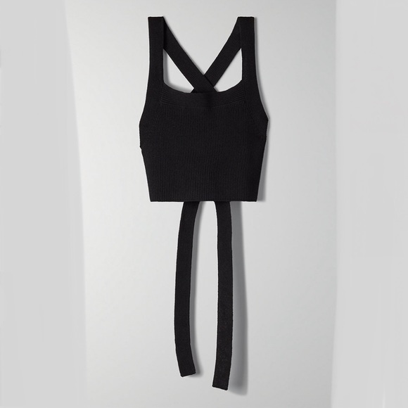 WILFRED Aritzia Cayenne Knit Top Crop Black Small - Picture 5 of 8